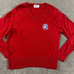 Vintage 90s Toronto Blue Jays Knit Sweater Men's Medium V Neck Acrylic Pullover